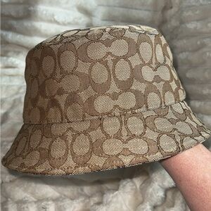 Coach Signature Jacquard Bucket Hat in Tan